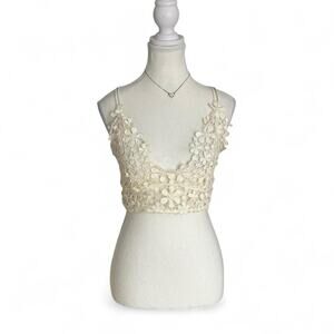 Free People Cream Lace Bra Perfect Layering Under Tops For that Boho size large